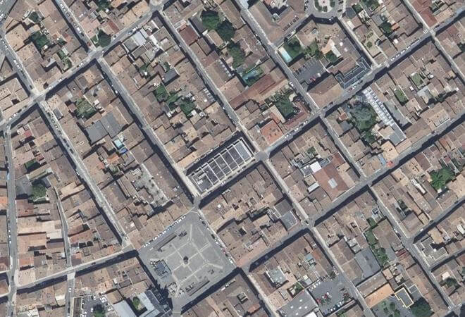 Vue aérienne Marché Couvert, Libourne