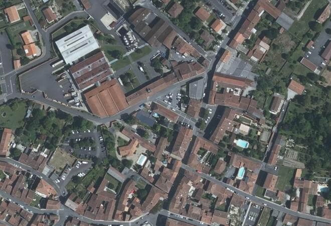 Vue aérienne Marché couvert, Matha
