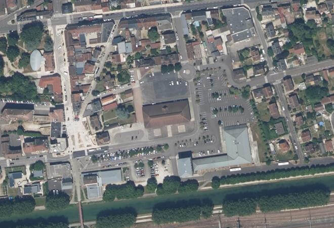 Vue aérienne Marché Couvert, Migennes