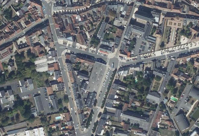 Vue aérienne Marché couvert, Saint-Amand-Montrond