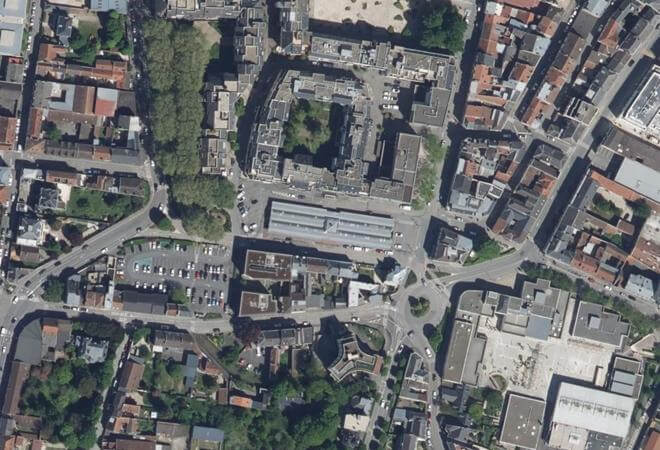 Vue aérienne Marché couvert Saint-Thibault, Épernay