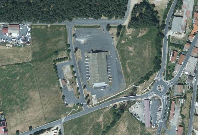 Vue aérienne Marché couvert, Saugues
