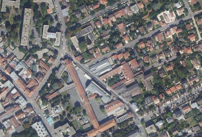 Vue aérienne Marché Créteil village, Créteil