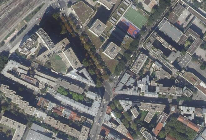 Vue aérienne Marché Crimée-Curial, Paris
