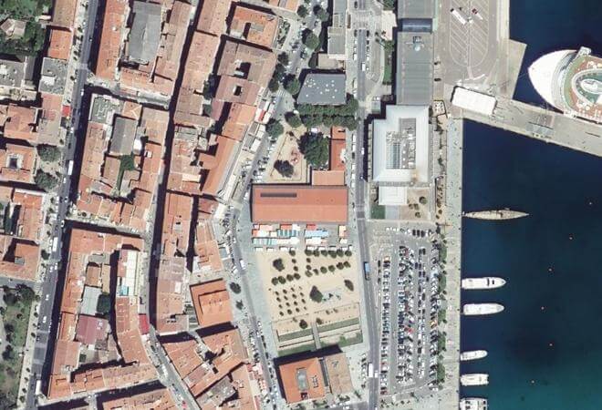 Vue aérienne Marché d'Ajaccio, Ajaccio