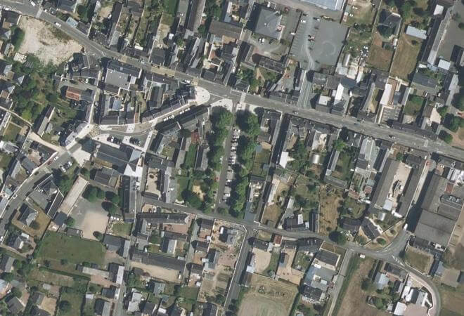 Vue aérienne Marché d'Allonnes, Allonnes