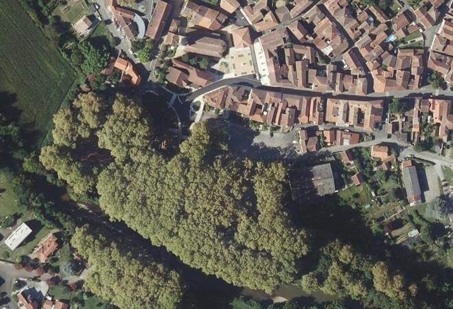 Vue aérienne Marché d'Amou, Amou