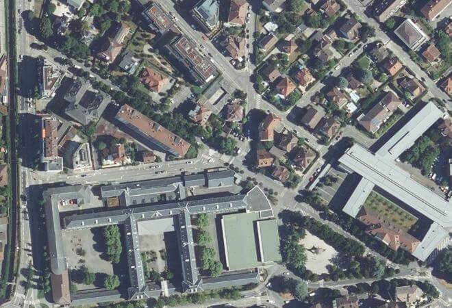 Vue aérienne Marché d'Annecy, Annecy