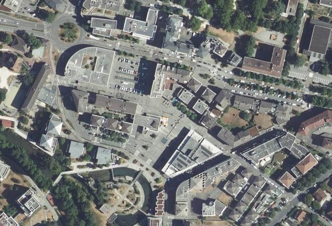 Vue aérienne Marché d'Annecy, Annecy