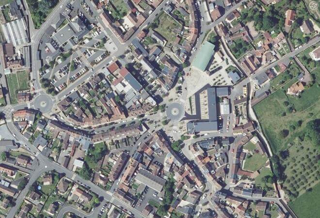 Vue aérienne Marché d'Argences, Argences