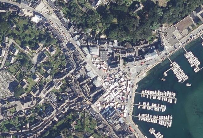 Vue aérienne Marché d'Audierne, Audierne