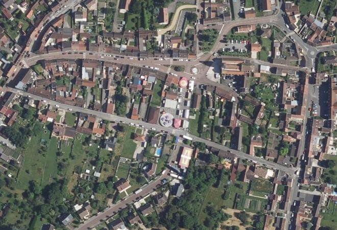 Vue aérienne Marché d'Estrées-Saint-Denis, Estrées-Saint-Denis