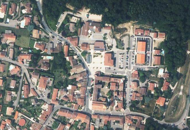 Vue aérienne Marché d'Orliénas, Orliénas