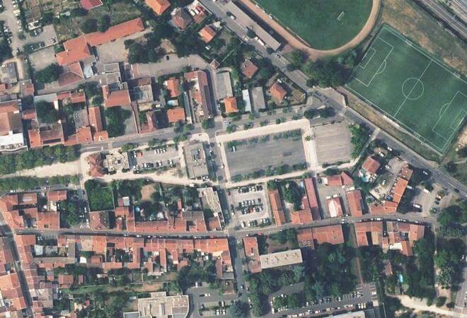 Vue aérienne Marché d'Oullins-Pierre-Bénite, Oullins-Pierre-Bénite