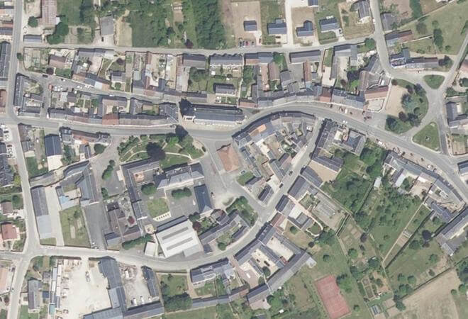 Vue aérienne Marché de Aschères-le-Marché, Aschères-le-Marché