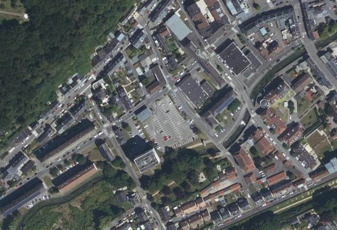 Vue aérienne Marché de Barentin, Barentin