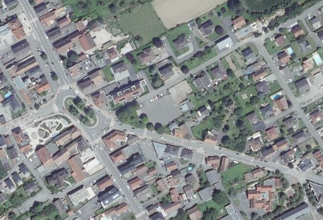 Vue aérienne Marché de Bartenheim, Bartenheim