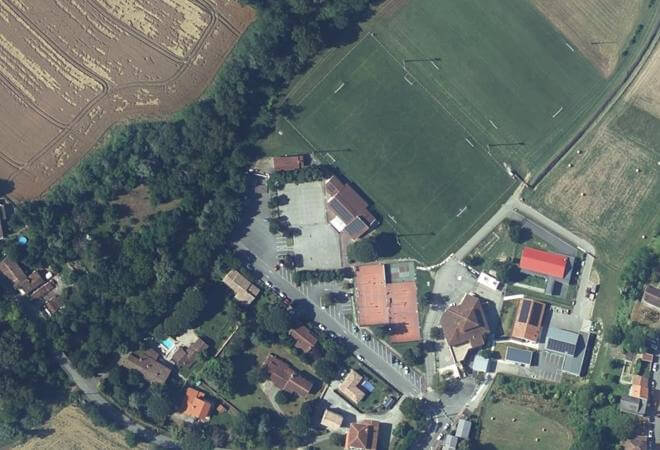 Vue aérienne Marché de Beaumont, Beaumont-sur-Lèze