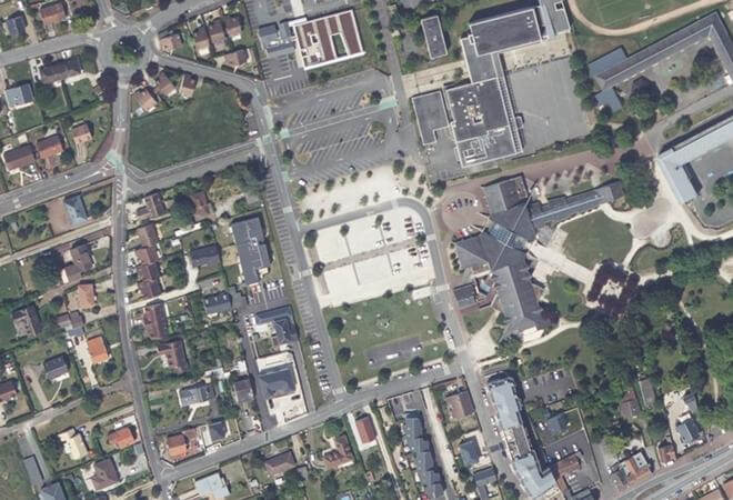 Vue aérienne Marché de Béraire, La Chapelle-Saint-Mesmin