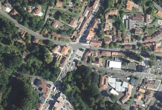 Vue aérienne Marché de Castets, Castets