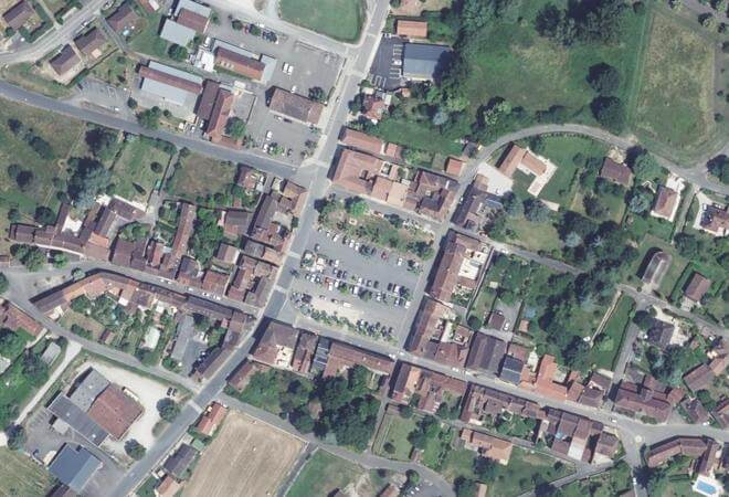 Vue aérienne Marché de Cazals, Cazals