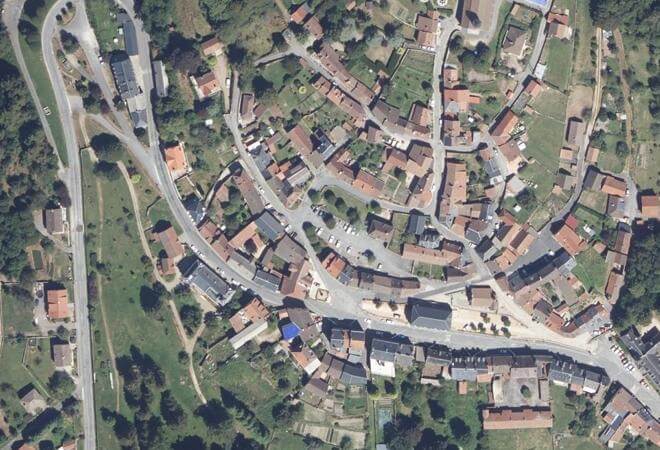 Vue aérienne Marché de Crocq, Crocq