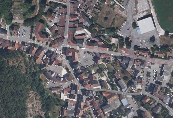 Vue aérienne Marché de Culoz, Culoz-Béon