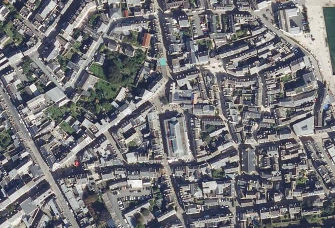 Vue aérienne Marché de Douarnenez, Douarnenez