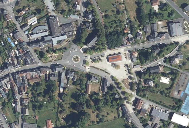 Vue aérienne Marché de Dun-le-Palestel, Dun-le-Palestel