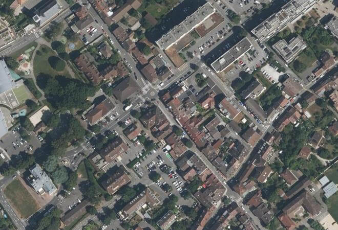Vue aérienne Marché de Ferney-Voltaire, Ferney-Voltaire