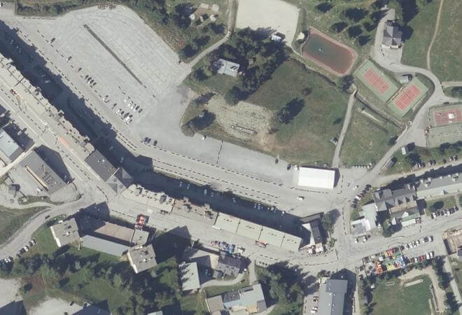 Vue aérienne Marché de Fontcouverte-la-Toussuire, Fontcouverte-la-Toussuire