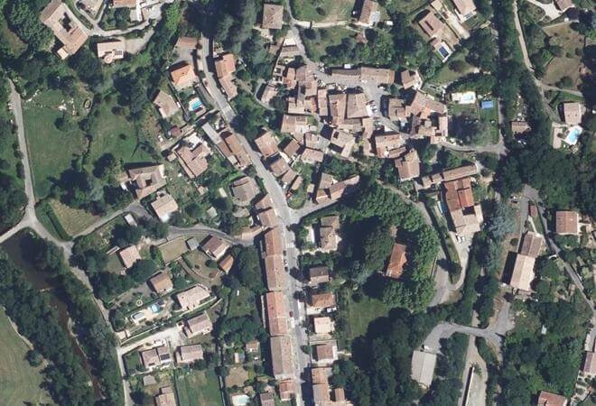 Vue aérienne Marché de Gagnières, Gagnières