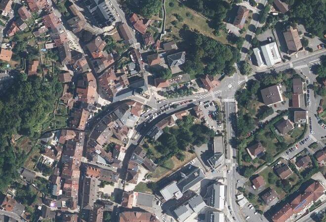 Vue aérienne Marché de Gex, Gex