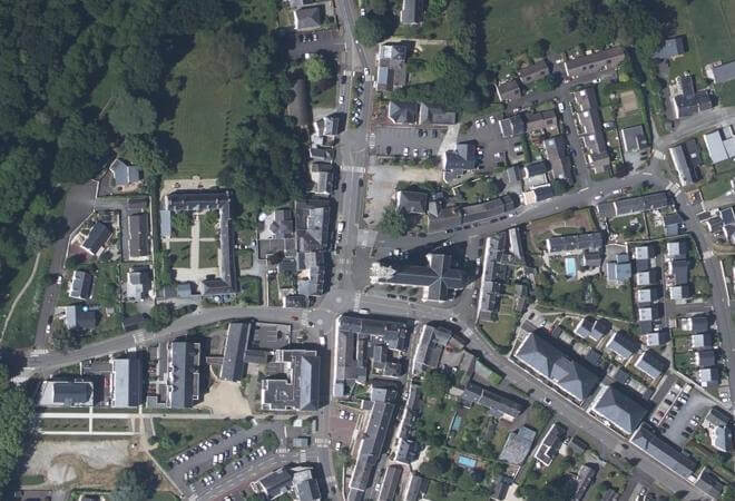 Vue aérienne Marché de Grandchamp-des-Fontaines, Grandchamp-des-Fontaines
