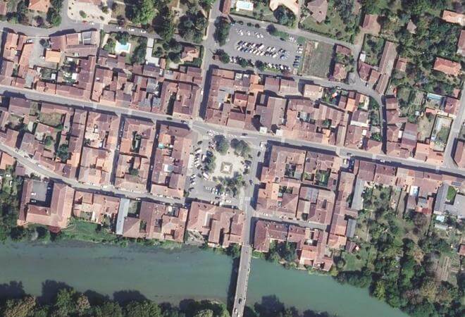 Vue aérienne Marché de Grenade-Sur-Adour, Grenade-sur-l'Adour