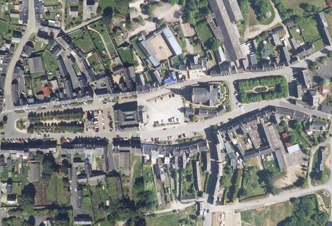 Vue aérienne Marché de Guerlesquin, Guerlesquin