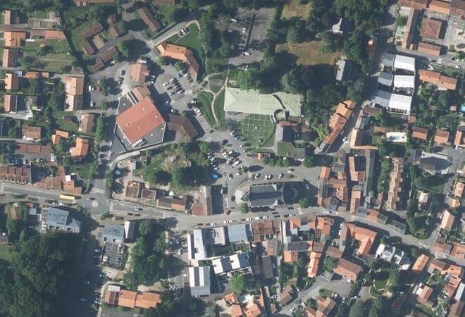 Vue aérienne Marché de Haute-Goulaine, Haute-Goulaine