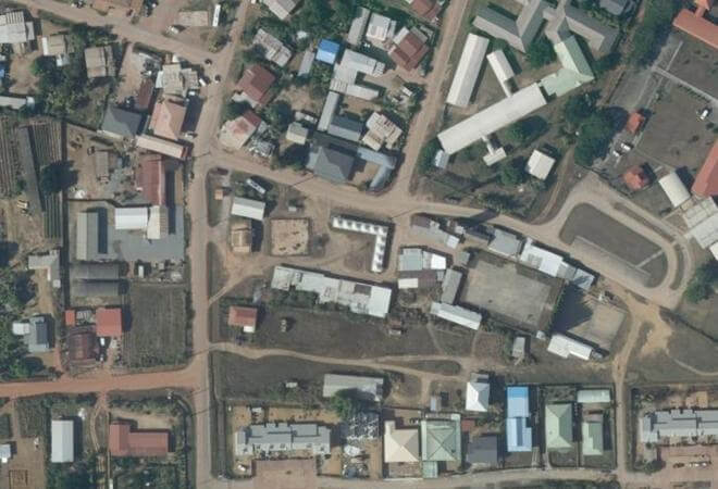 Vue aérienne Marché de Javouhey, Mana
