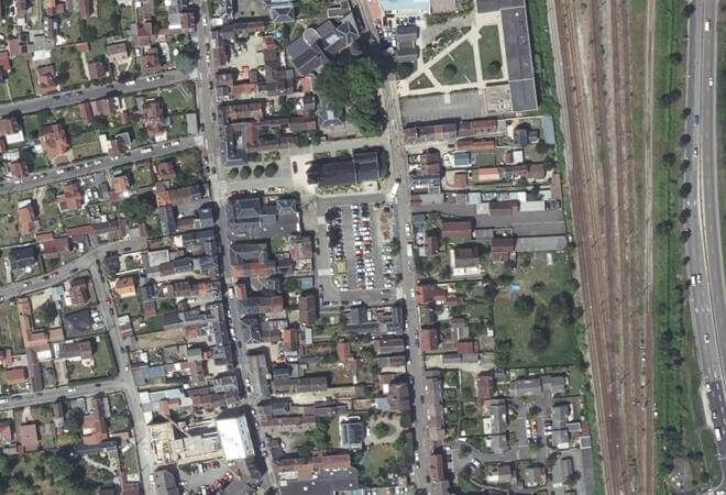 Vue aérienne Marché de l'Église, Saint-Étienne-du-Rouvray