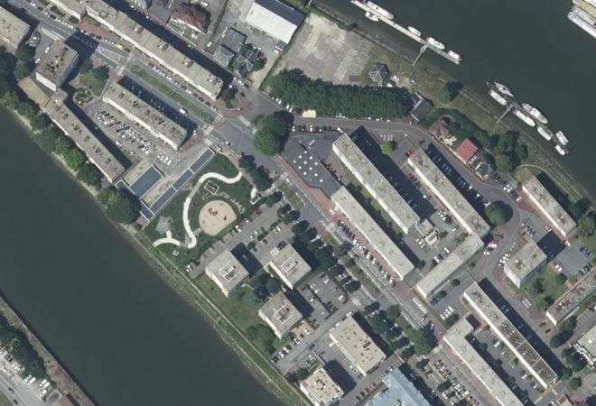 Vue aérienne Marché de l'Île Lacroix, Rouen