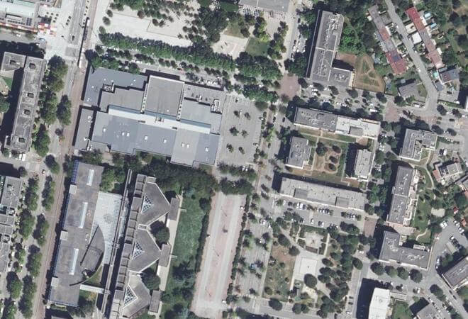 Vue aérienne Marché de la Butte, Échirolles