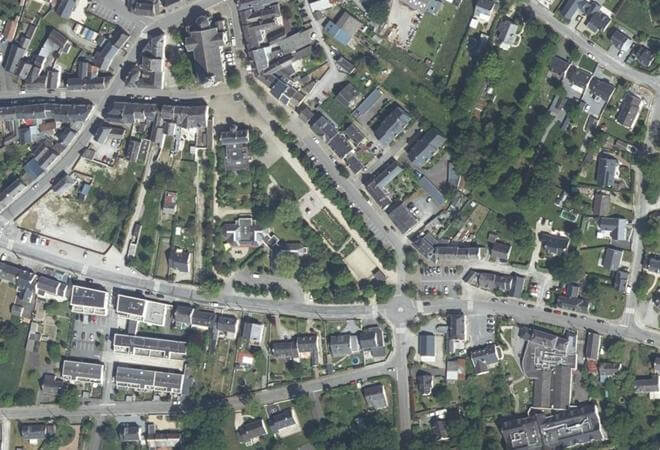 Vue aérienne Marché de la Chapelle-des-Marais, La Chapelle-des-Marais