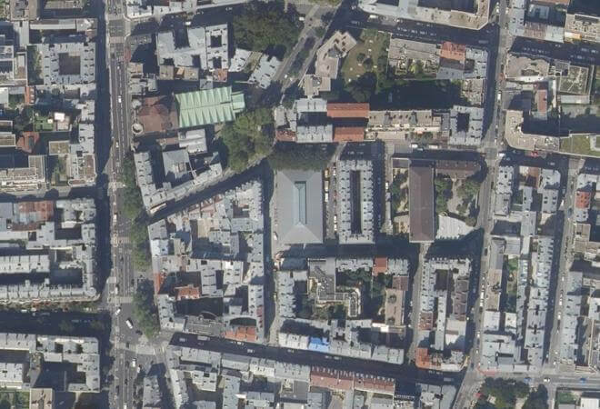 Vue aérienne Marché de La Chapelle, Paris