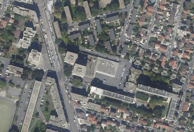 Vue aérienne Marché de la Ferme, Bobigny