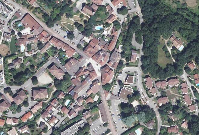 Vue aérienne Marché de la Fontaine, Fontanil-Cornillon