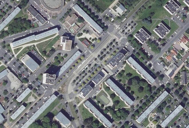 Vue aérienne Marché de la Guérinière, Caen