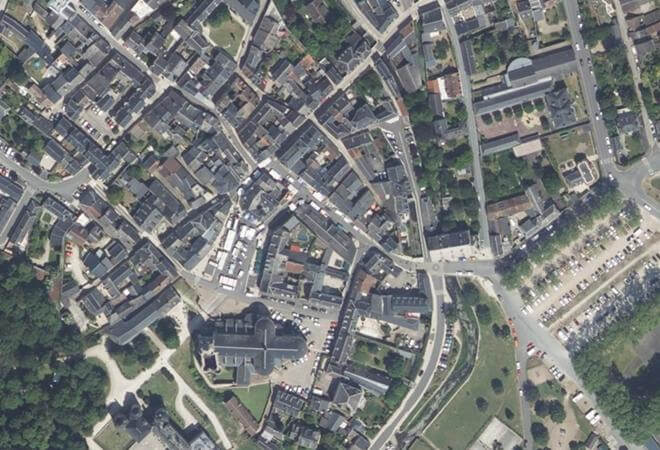 Vue aérienne Marché de la Halle, Meung-sur-Loire
