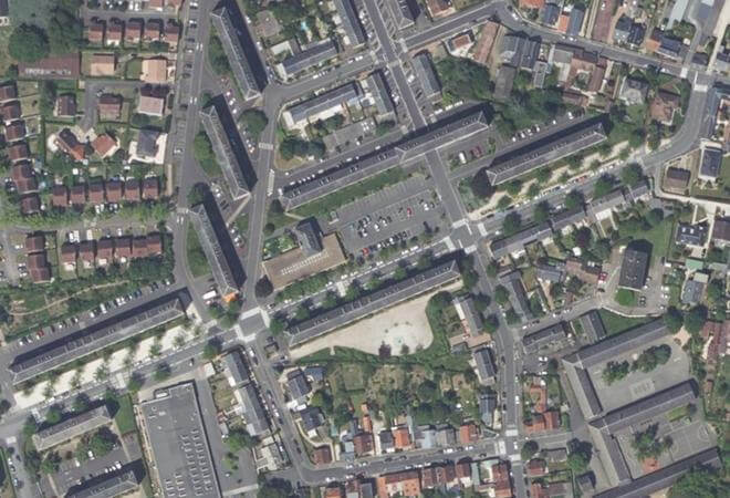 Vue aérienne Marché de la Madeleine, Orléans