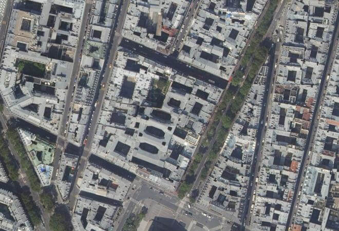 Vue aérienne Marché de la Madeleine, Paris