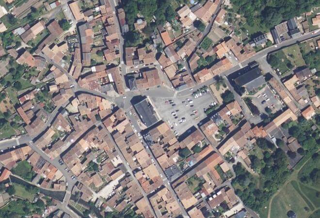 Vue aérienne Marché de la Mothe-Saint-Héray, La Mothe-Saint-Héray